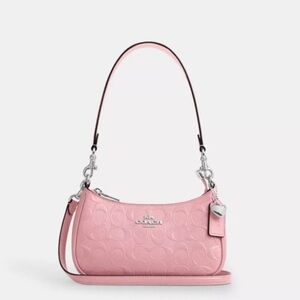 NWT Coach! Teri Mini Crossbody Bag In Signature Leather With Heart Charm 🌸